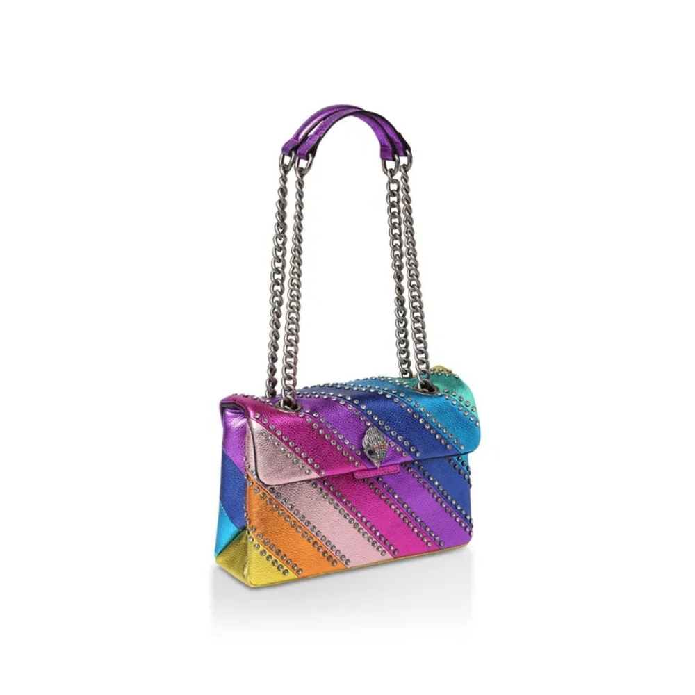 Kurt Geiger Metallic Rainbow Diagonal-Panel Shoulder Bag - Picture 8 of 8